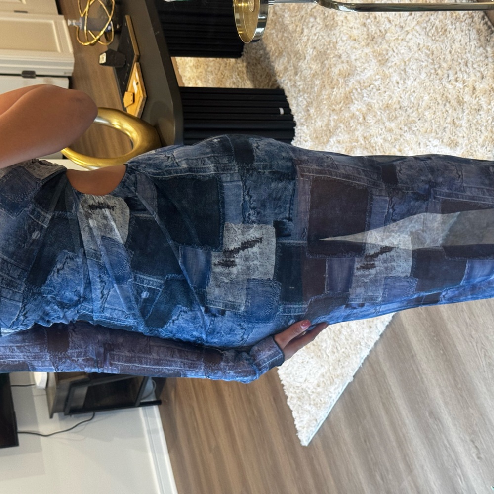 PrettyLittleThing Blue Patchwork Dress